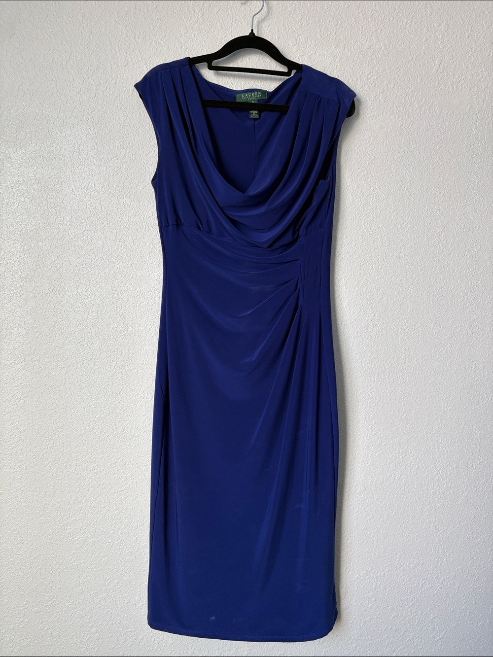 Ralph Lauren Royal Blue Draped Midi Dress